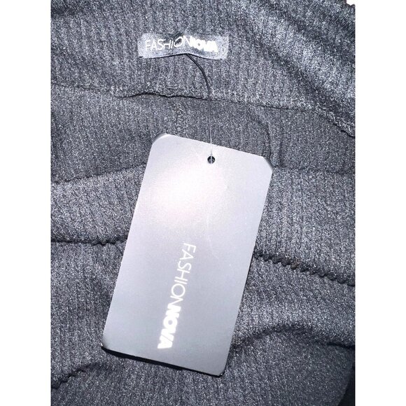 Fashion Nova Dolman Daze Black Ribbed Knit Mini Dress Size M Polyester Blend - Picture 3 of 5